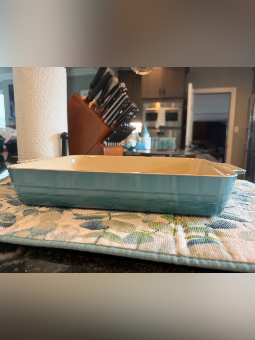 NEW Le Creuset Caribbean Blue Teal Rectangular Stoneware Baking Dish RETIRED